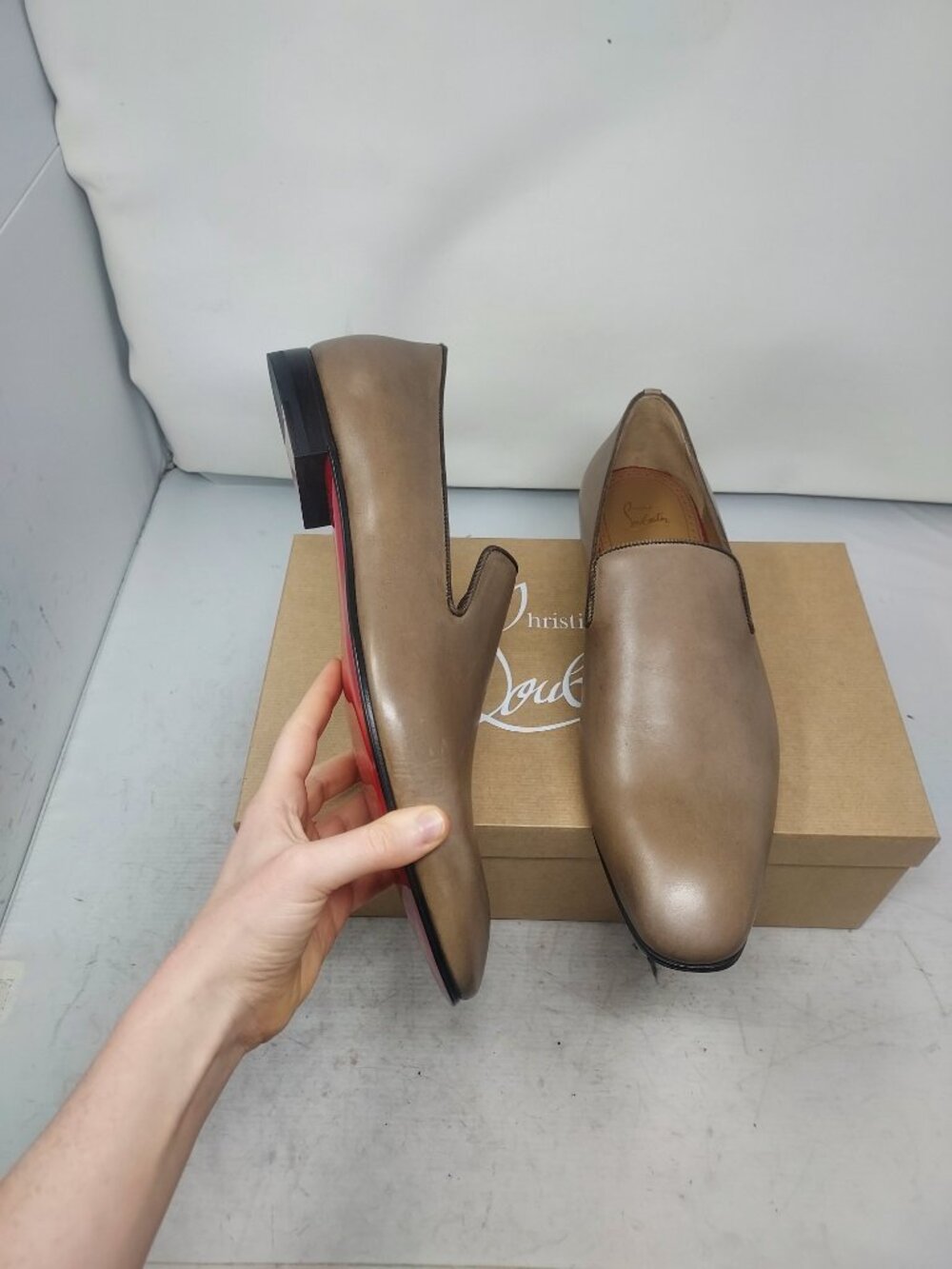 Christian Louboutin MENS Dandelion Leather Brown Roca Loafer